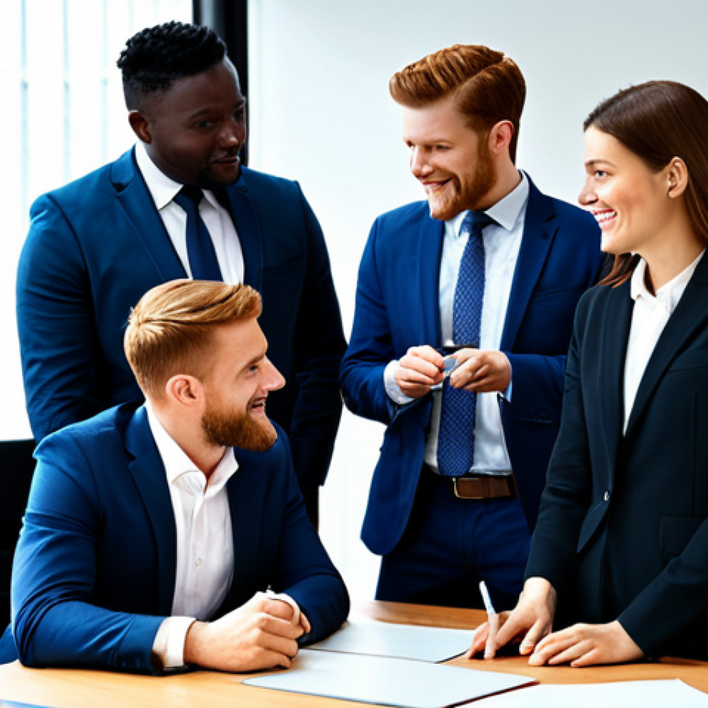 **

"A diverse group of professionals collaborating in a modern office, fully clothed in appropriate business attire, safe for work, appropriate content, emphasizing teamwork and inclusion, perfect anatomy, natural proportions, professional, modest. The setting includes a bright, open workspace with diverse individuals of different genders and backgrounds, working together on a project. No suggestive poses or expressions. High quality, well-formed hands, proper finger count."

**